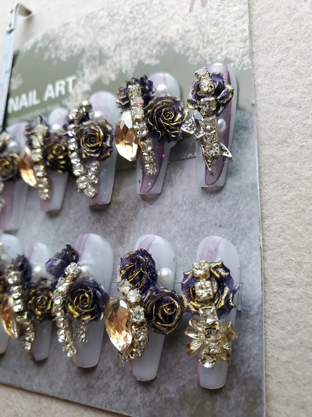 Gilded Nightshade 🐍🥀 3D Snake & Rose Press-On Nails